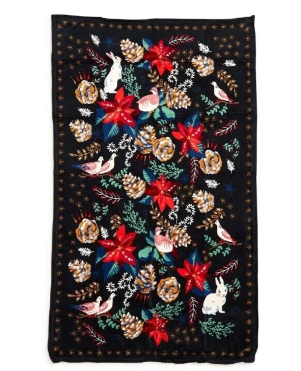 Vera Bradley WINTER FOREST Throw Blanket Plush Black NWT 80